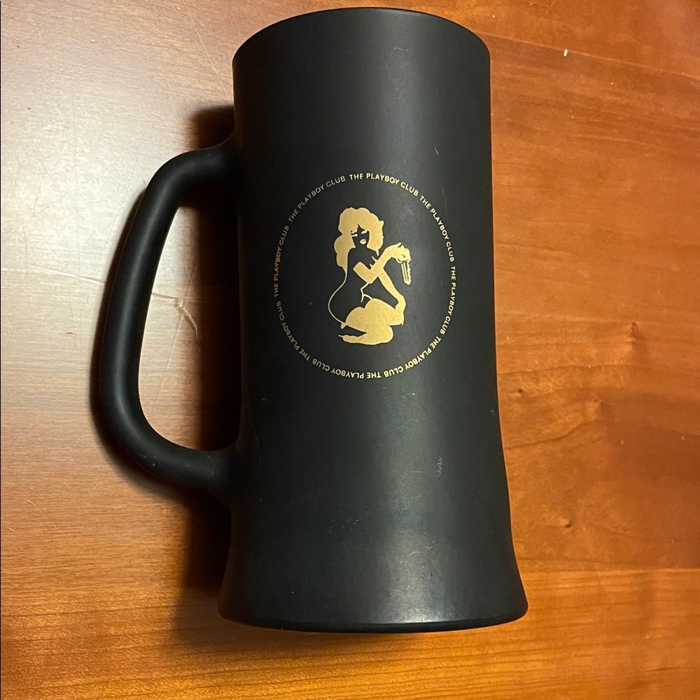PLAYBOY Club Vintage Matte Black Mug with Gold Emblem